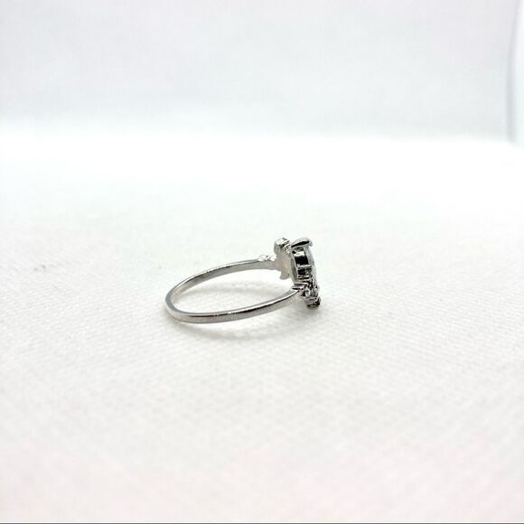 Silver Crescent Moon Crystal Ring - Picture 7 of 16